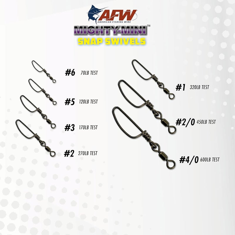 AFW American Fishing Wire Mighty Mini Snap Crane Swivels - 100% Stainless Steel, 3X Stronger Than Brass, Up to 600lb Test - Essential Fishing Gear for Every Tackle Box - Ideal for Any Fishing Line Leader - Image 3